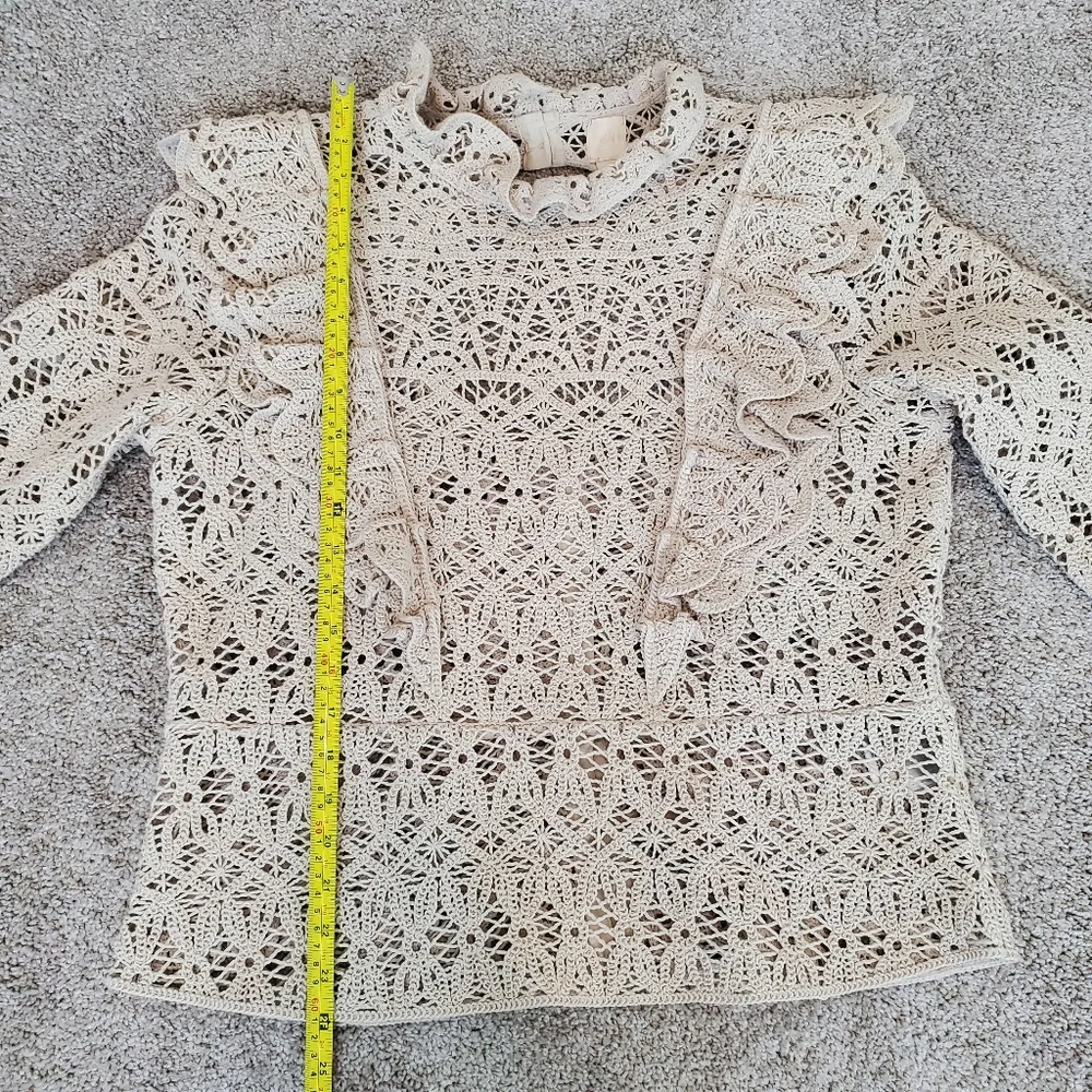 H&M Women's Crochet Ruffle Blouse, Cream (Size XL) - Picture 6 of 7